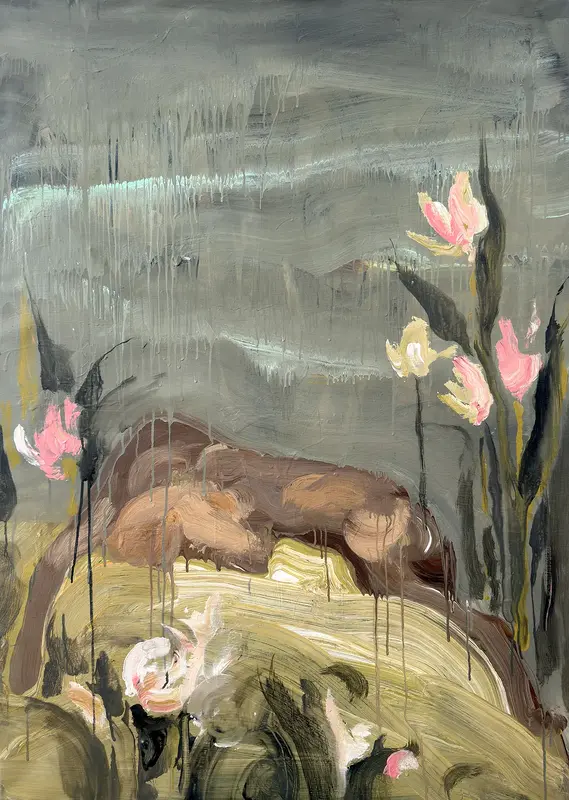 Akrylmålning Sleeping Dog av Zakhar Shevchuk