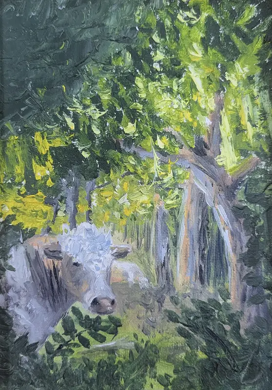 Oljemålning I skogens glänta av Filippa Neergaard