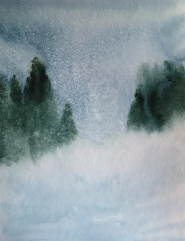 Akvarell Snöstorm av Anette Arkbring