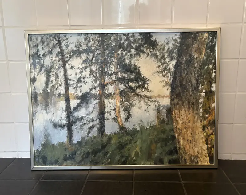 Oljemålning Sommarkväll vid sjön av Daniel Pehrsson