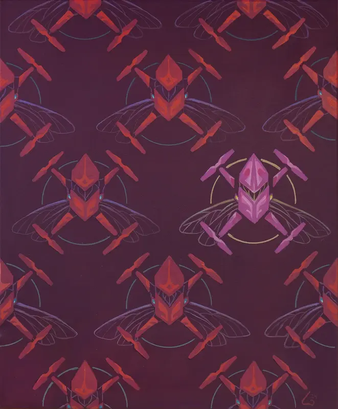 Akrylmålning Swarm 2 av Yevhen Karpenko