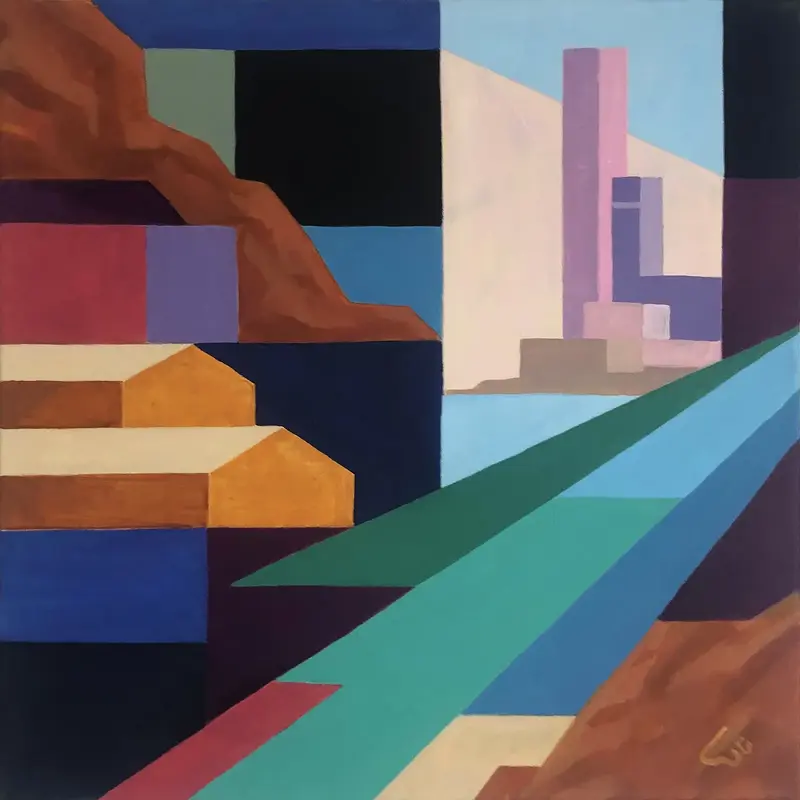 Akrylmålning Color Shapes of Sweden #3 av Yevhen Karpenko