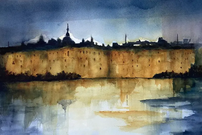 Akvarell STOCKHOLM (inramad) av Rose-Marie Lyckebrant-Lindqvist