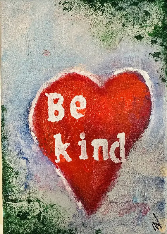 Akrylmålning Be kind av Ingmarie Nilsson