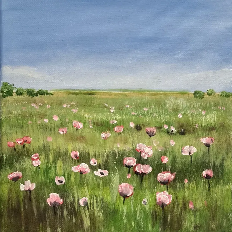 Oljemålning Blomsteräng av Monika Nilsson