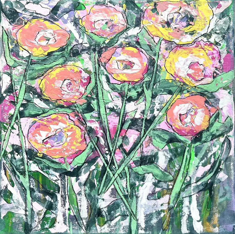 Akrylmålning Blooms av Helena Renström