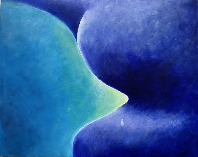 Akrylmålning Feelin kinda blue av Marie Eriksson Osborne