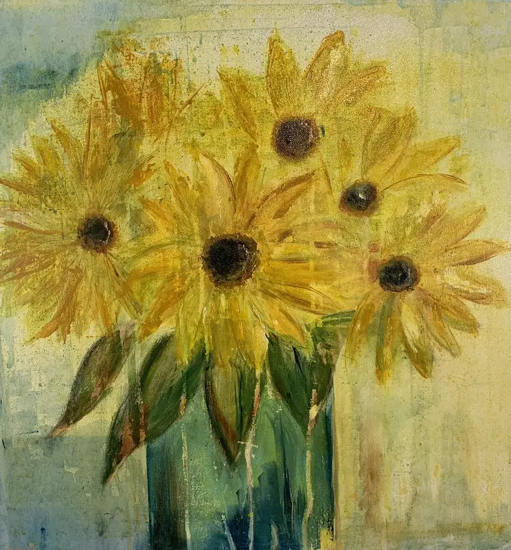 Akrylmålning Blomster av Gertie Jönsson