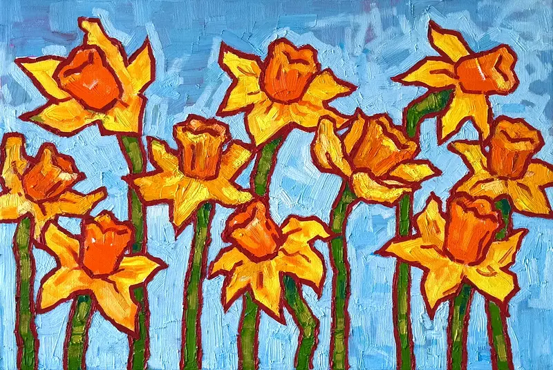 Oljemålning Daffodils av Ekaterina Dutkevich