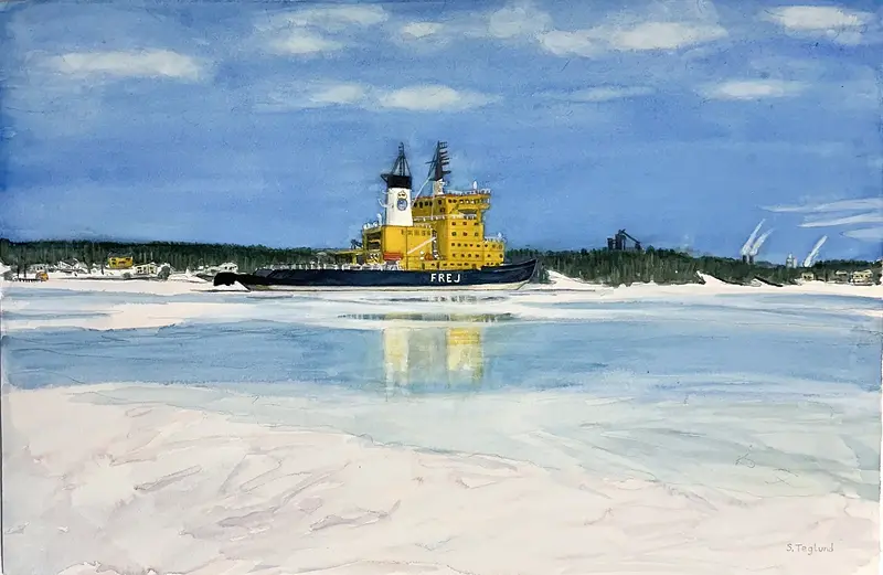 Akvarell Frej av Sven Teglund