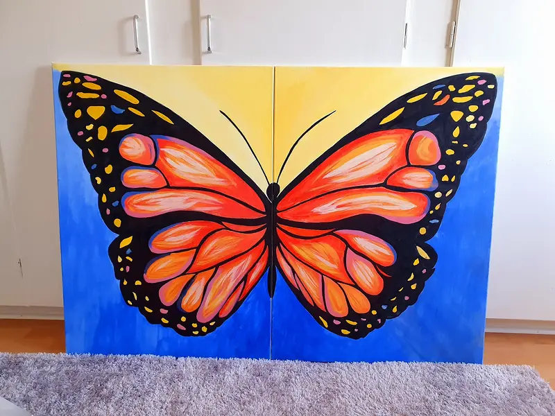Akrylmålning Colorful butterfly av Rihab Sahib