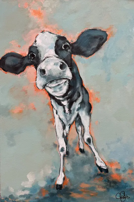 Akrylmålning COW 526 Buttercup av Matilda Skoglund