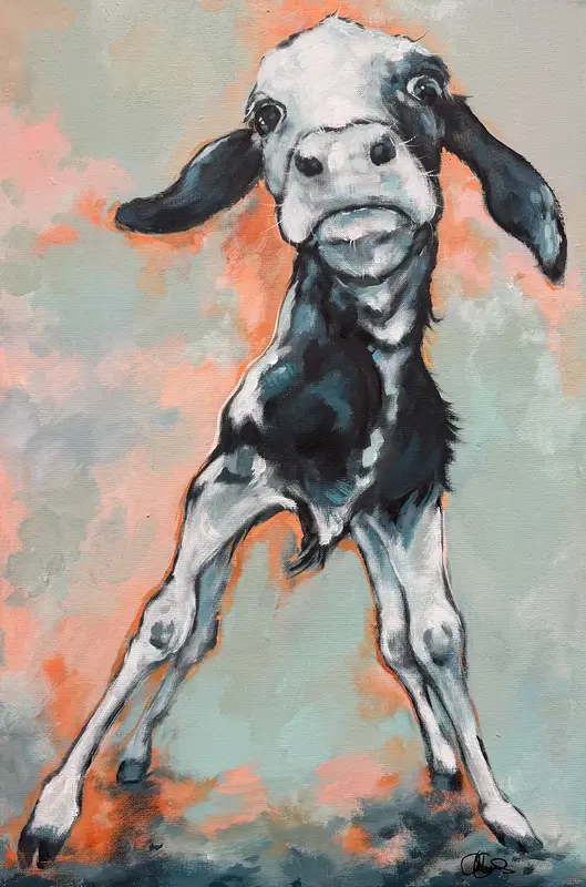 Akrylmålning COW 525 Swoosh av Matilda Skoglund