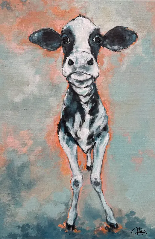 Akrylmålning COW 524 Plink av Matilda Skoglund
