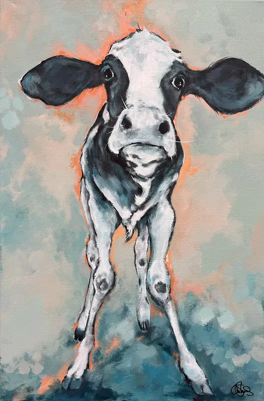 Akrylmålning COW 523 Cupcake av Matilda Skoglund