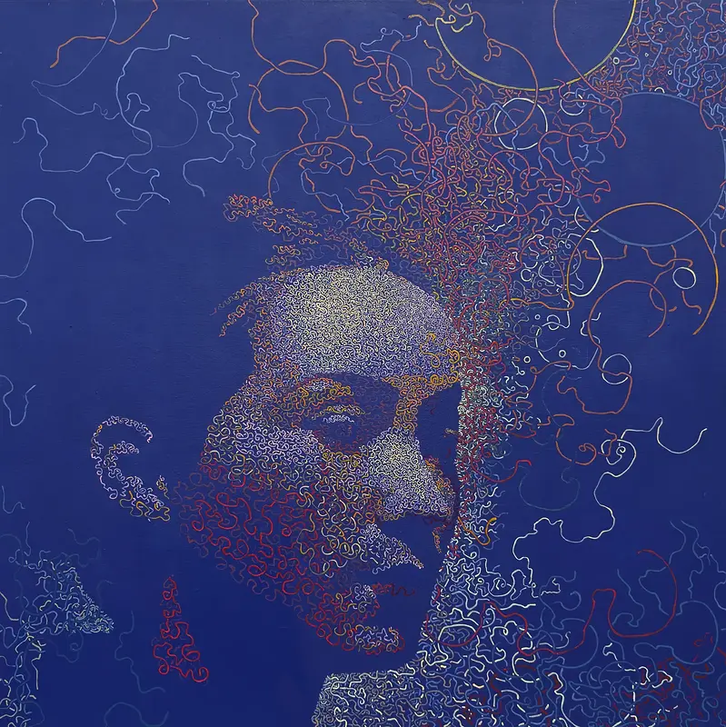 Akrylmålning Blue av Daniel Pickens
