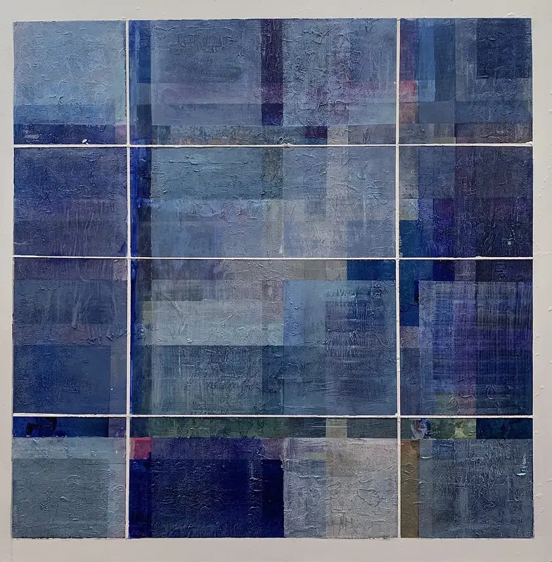 Akrylmålning 50 shades of blue av Margit Hanquist