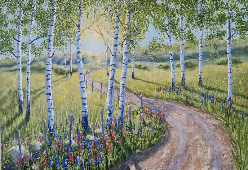Akrylmålning Sommarens blomsterfägring av Mona Reimer
