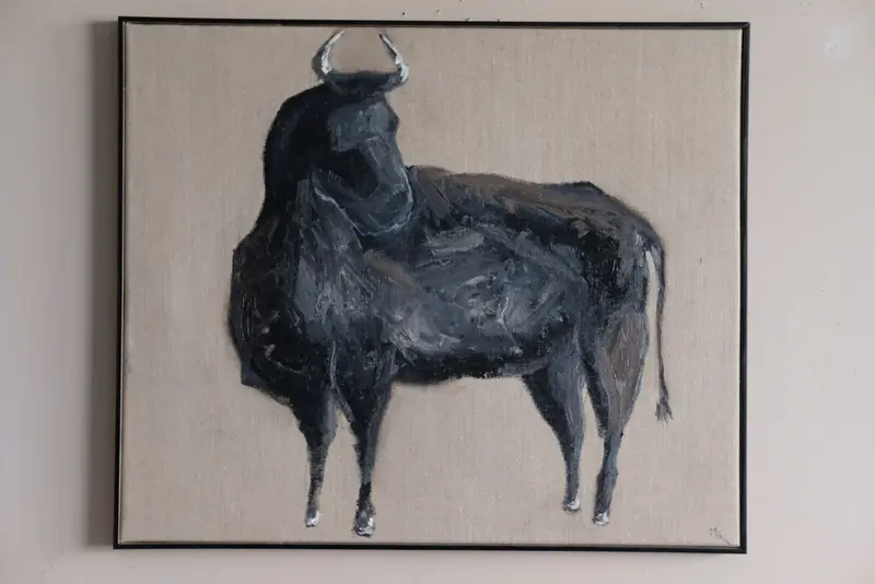 Oljemålning Bull av Michaela Grut
