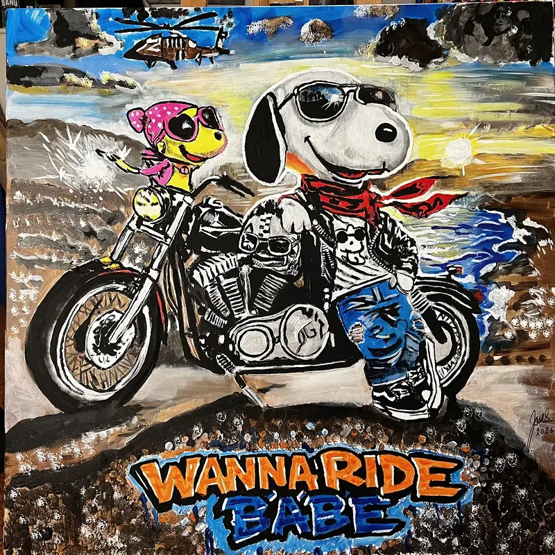 Akrylmålning Wanna Ride Babe av Jonas Kihlman