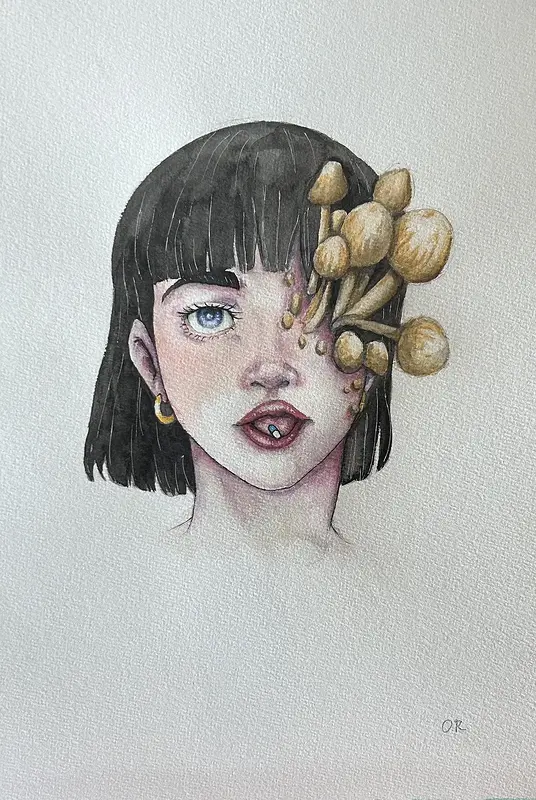 Akvarell Symbios av Oana Roman