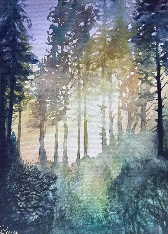Akvarell Skog av Marie Therése Nordin