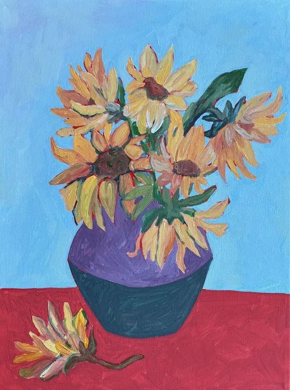 Akrylmålning Sunflowers av Astrid Lind