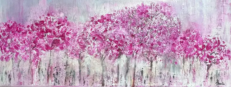 Akrylmålning Vi ses när det blommar av Tove Li