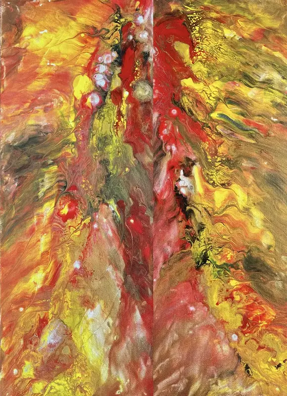 Akrylmålning Fire and Love av Amie Norrman Söderman
