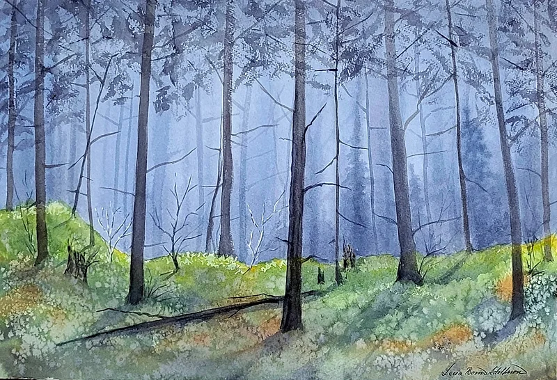 Akvarell Skogen är full av mossa av Lena Bovin Adolfsson