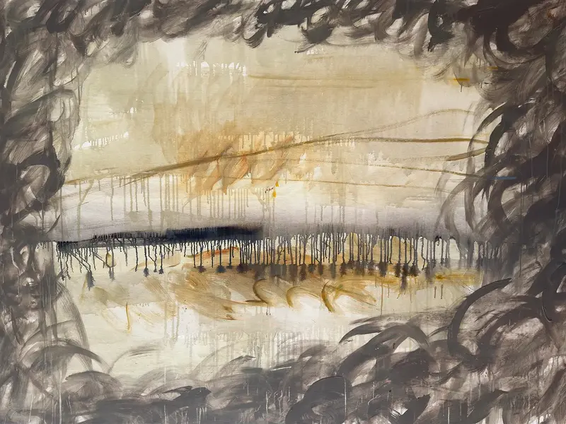Akrylmålning Interrupted Horizon av Zakhar Shevchuk