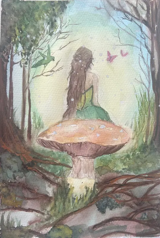 Akvarell Magic mushroom av Duvan