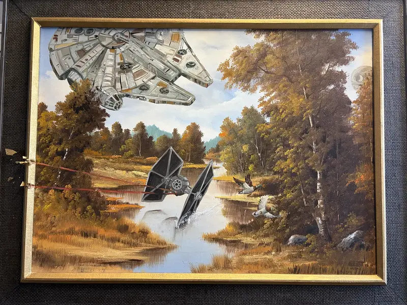 Oljemålning Jag såg min barndom passera i revy av Ola Art
