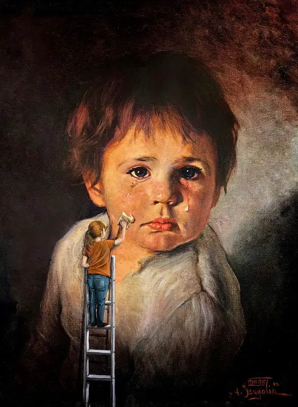 Akrylmålning Gråt inga tårar av Ola Art