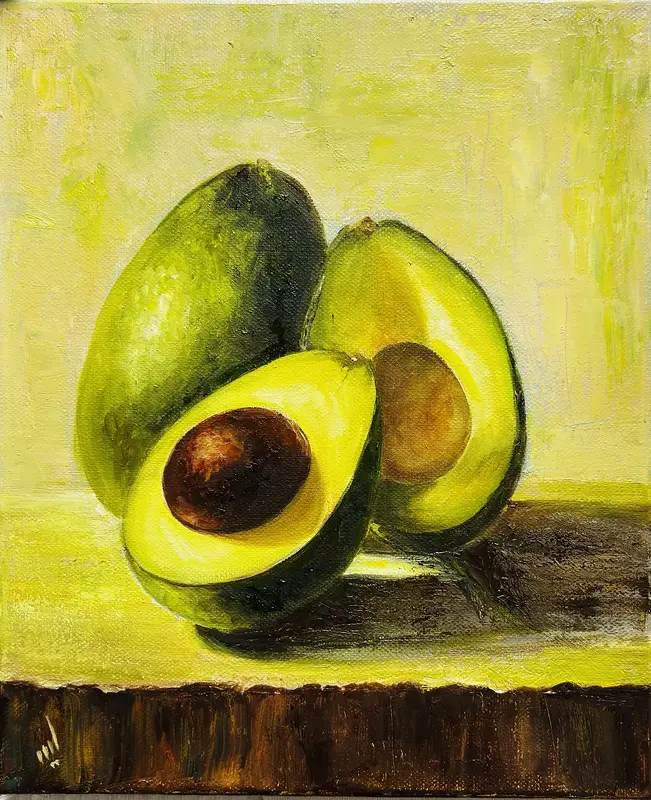 Oljemålning Avocado av Ideh Alikhani