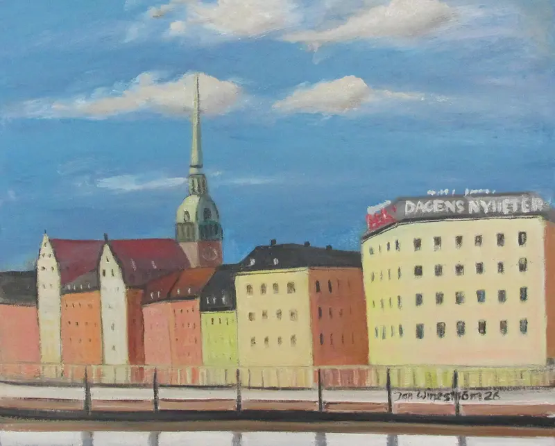 Oljemålning Kornhamnstorg av Jan Wineström