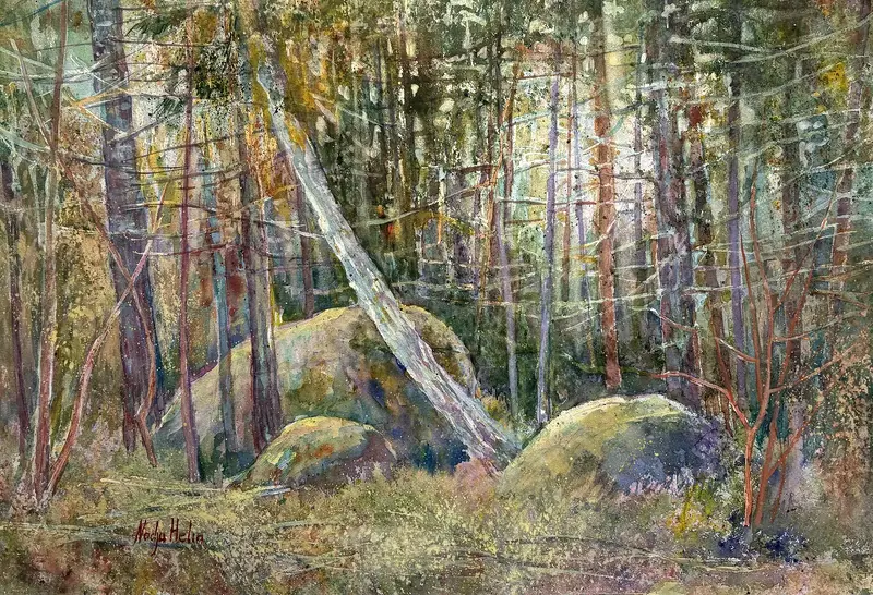 Akvarell Sommar skog av Nadja Helin