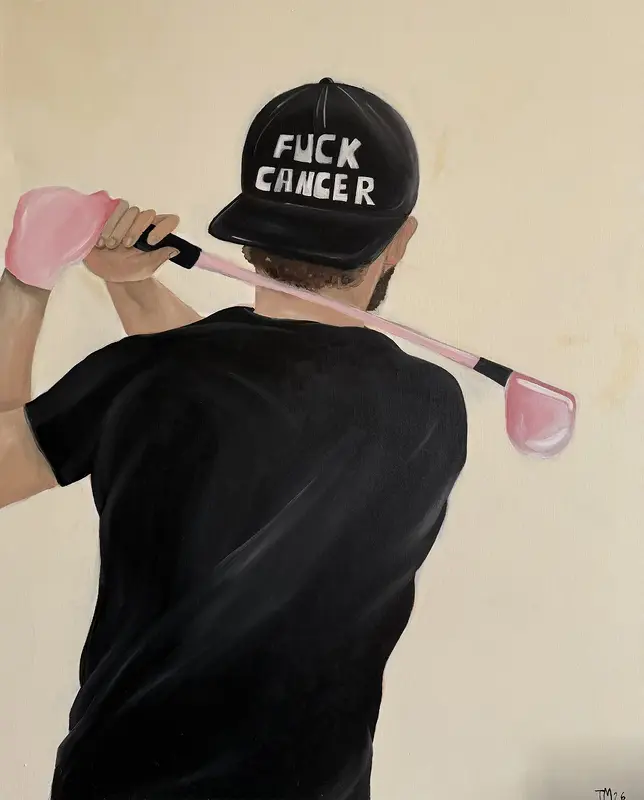 Oljemålning F*ck Cancer av Tara Monfared