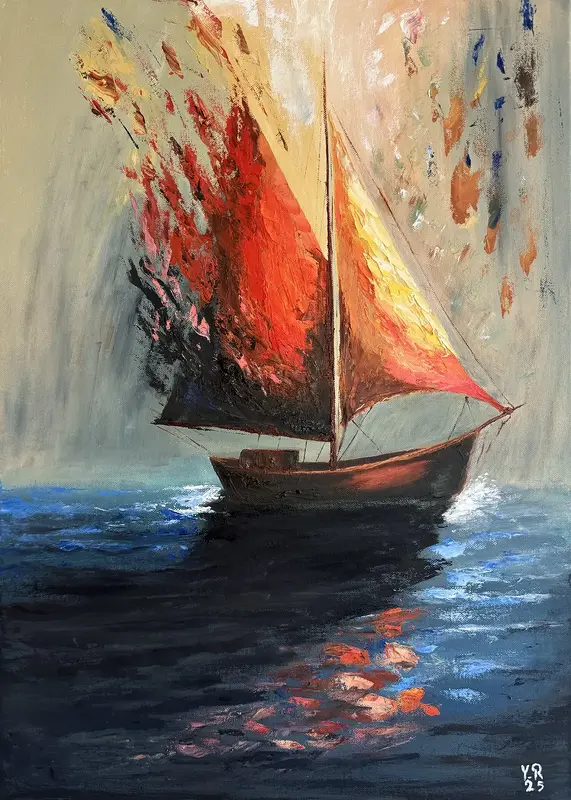Oljemålning Flame of the Sea av Yohan Rashmeh