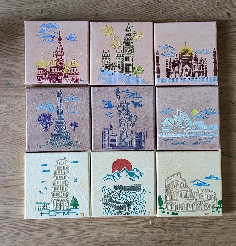 Akrylmålning Around the world av Biljana Teletina