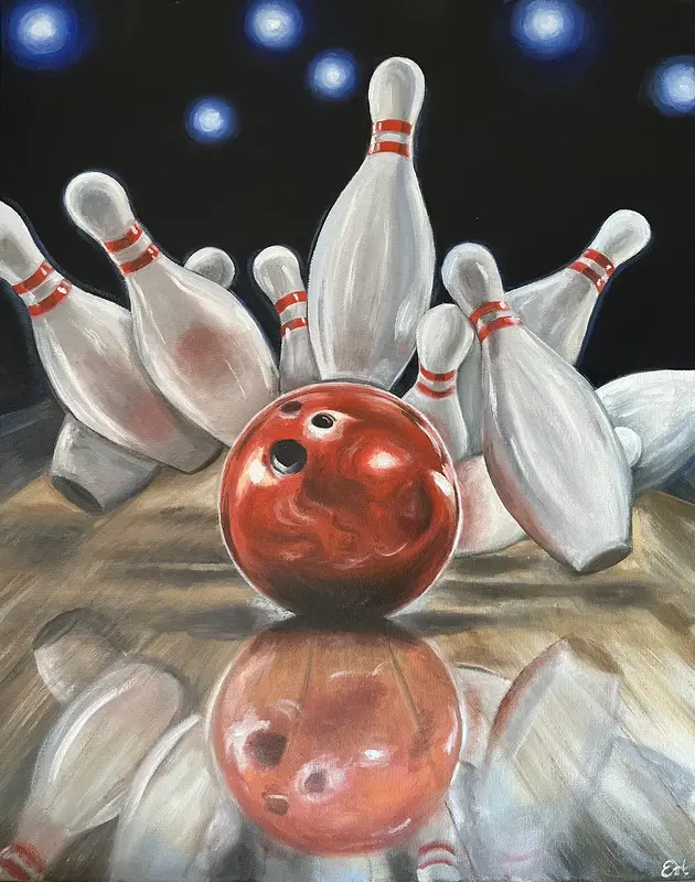Oljemålning Bowling av Elin Högeryd Carlén
