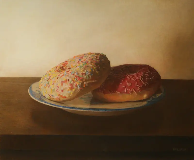 Oljemålning Two donuts av Målaren Karlsson