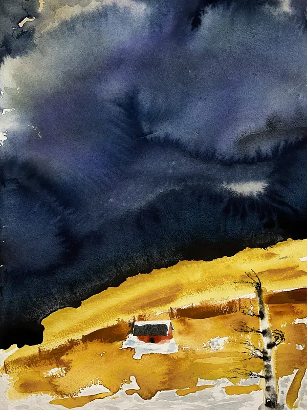 Akvarell Shelter av Victor Edström