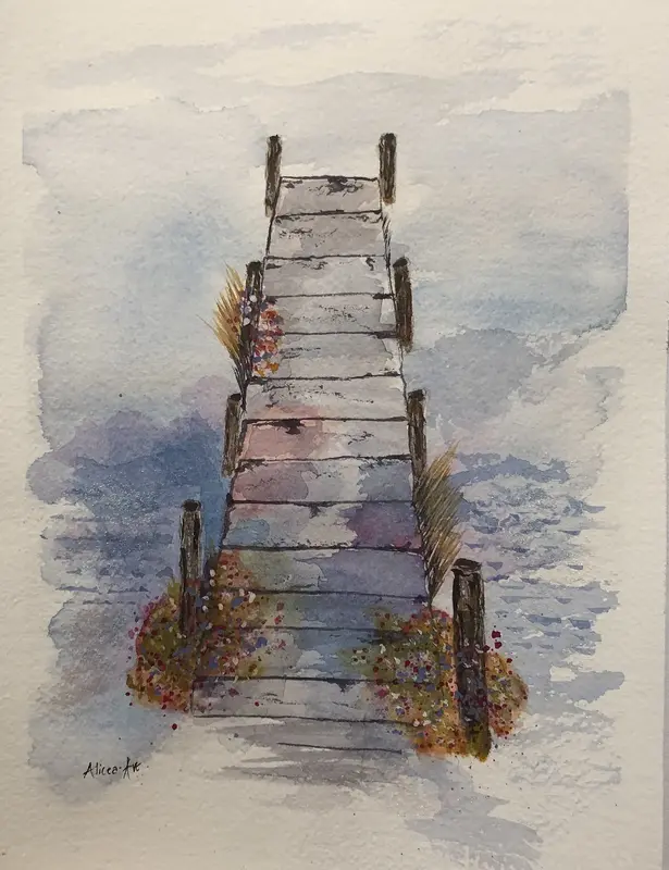 Akvarell Brygghäng av Hélena Melind