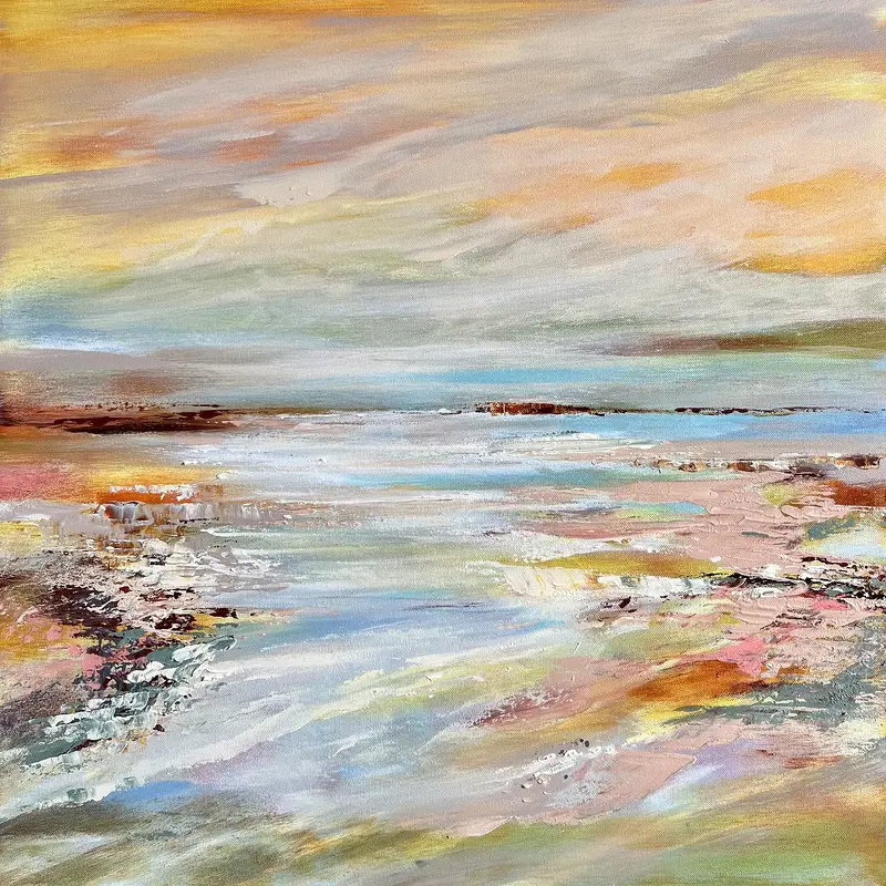 Akrylmålning Golden Horizon av Anne-lee Andersson