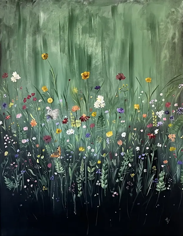 Akrylmålning Ängen av Annika Persson