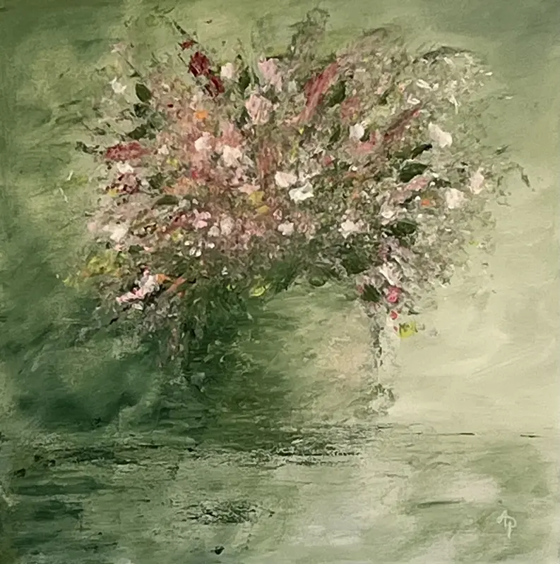 Akrylmålning Lite nytt i krukan av Annika Persson