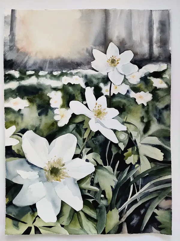 Akvarell NÄR VÅREN VAKNAT av Emelie Aronsson