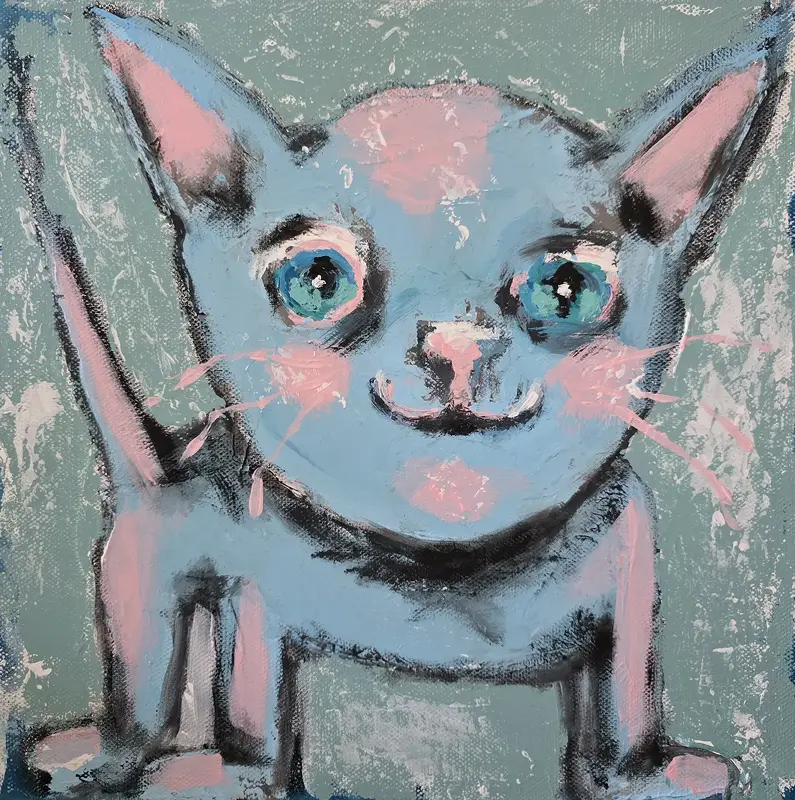 Akrylmålning Happy av Erika Eriksson