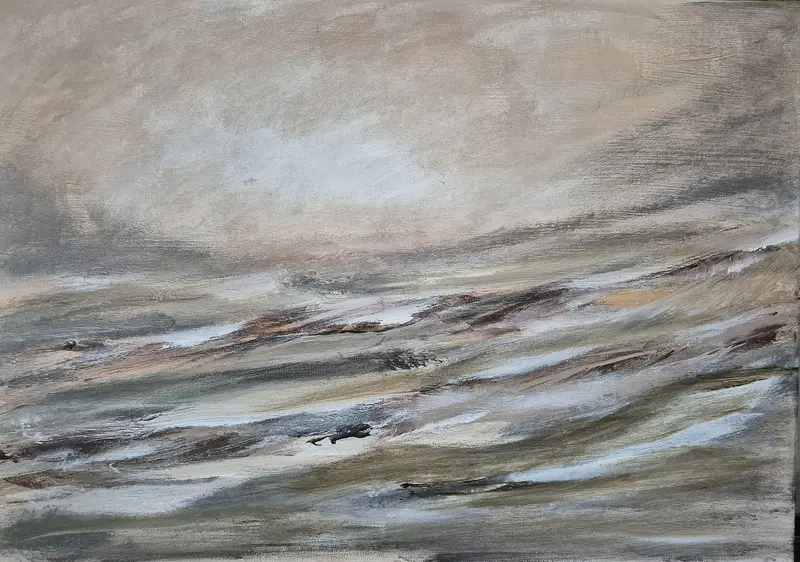 Akrylmålning Abstrakt "Up on the mountains" av Annsofi Alm